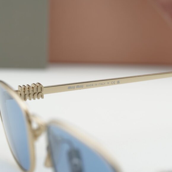 Miu Miu MUA52S ZVN60O Cat Eye Sunglasses - Gold/Blue